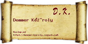 Demmer Károly névjegykártya